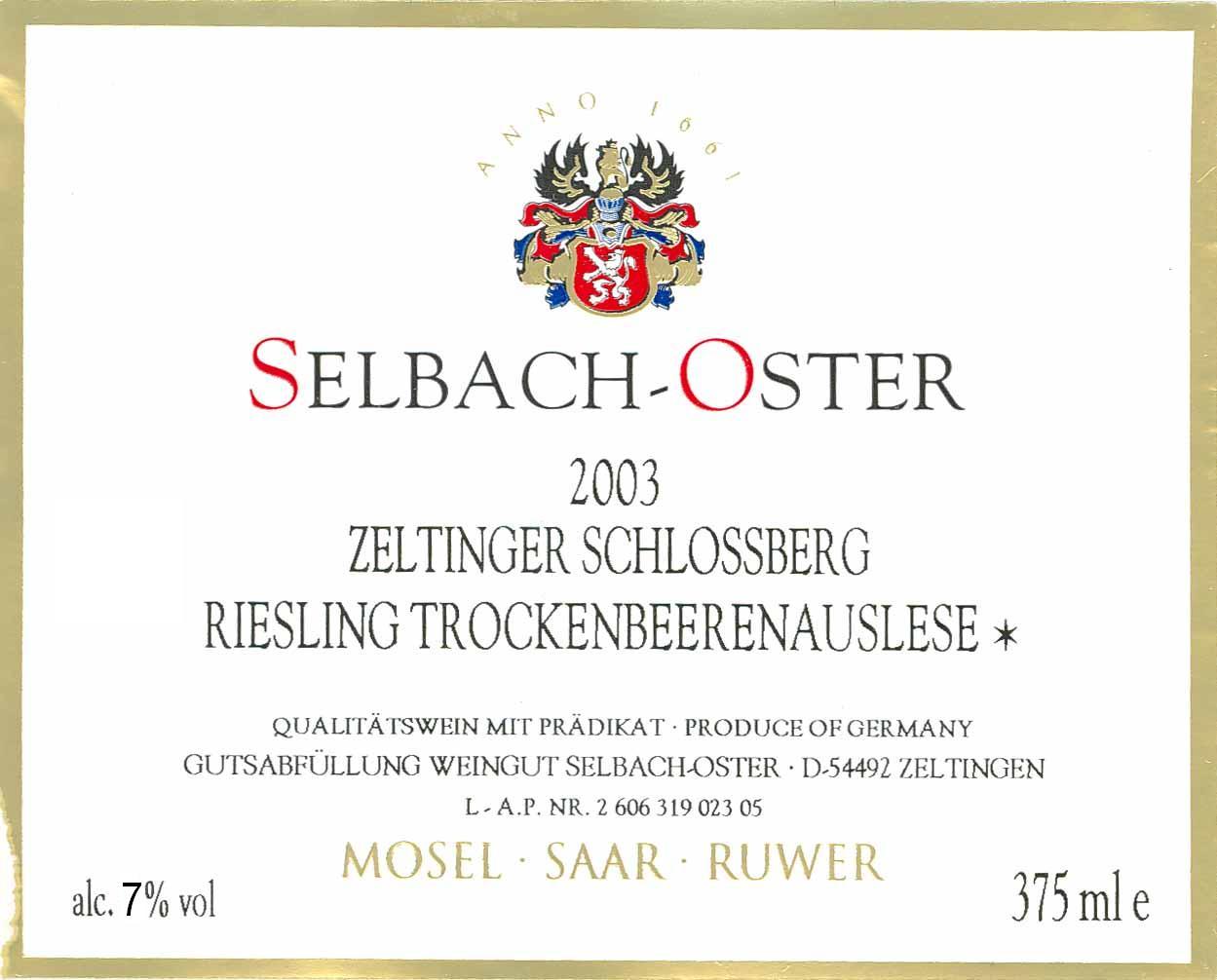 Zeltinger Schlossberg Riesling Trockenbeerenauslese