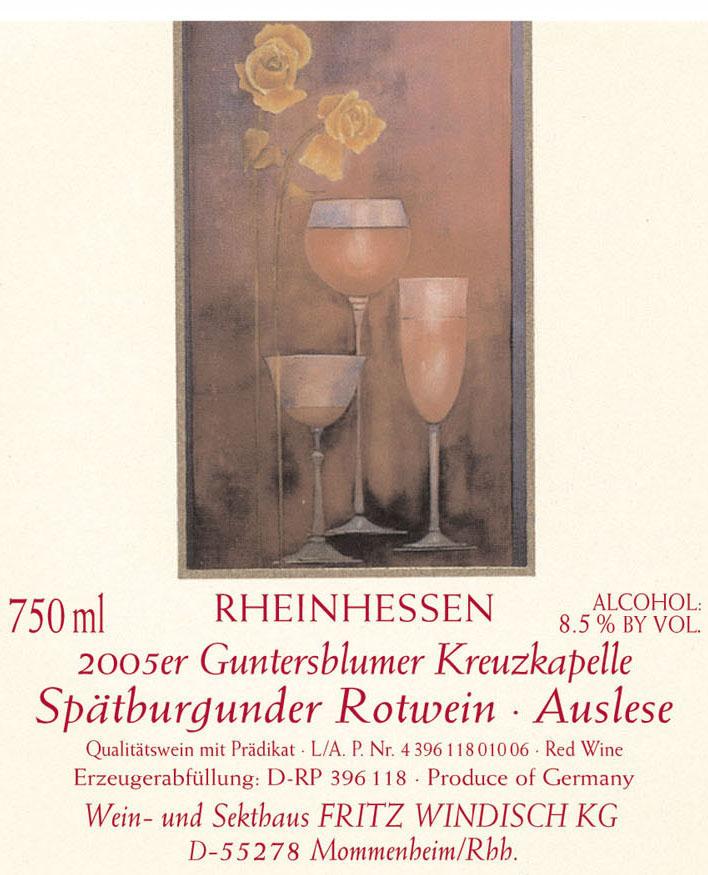 Guntersblumer Kreuzkapelle Spätburgunder Rotwein Auslese