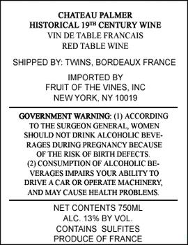 Historical 19th Century Wine