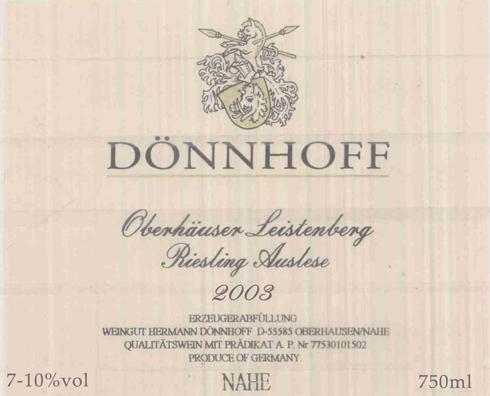 Oberhäuser Leistenberg Riesling Auslese