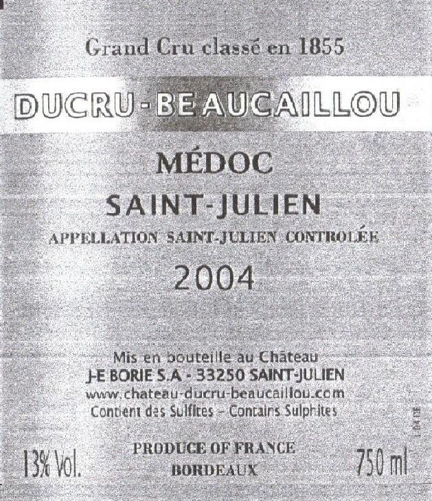 Ducru - Beaucaillou Médoc Saint - Julien