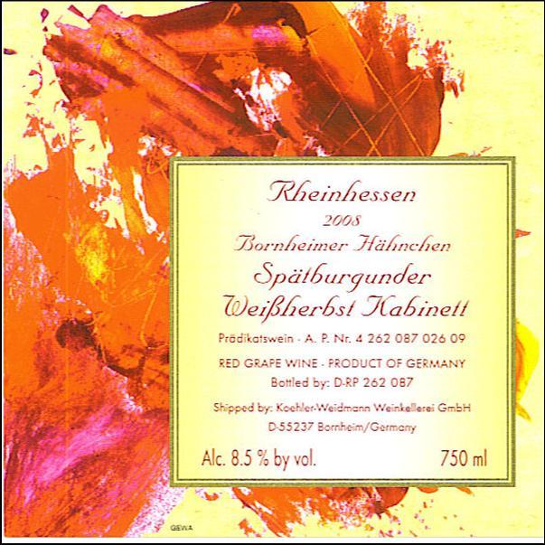 Bornheimer Hähnchen Spätburgunder Weißherbst Kabinett