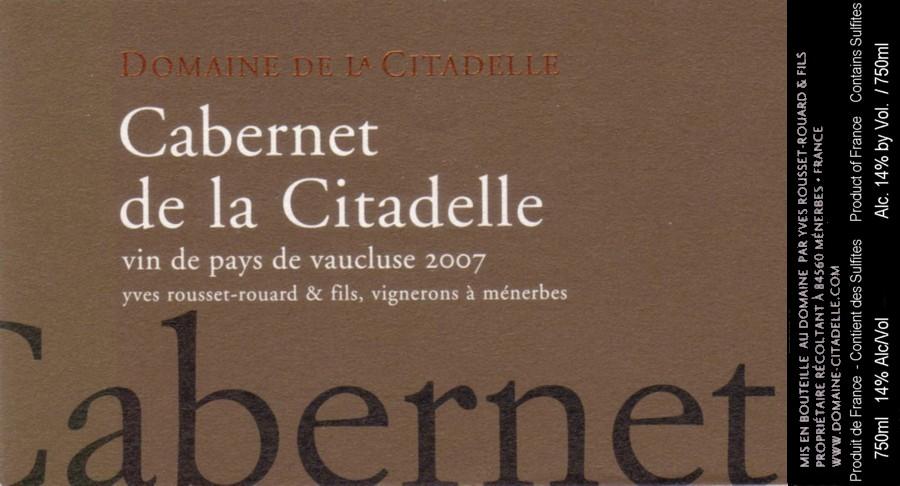 Cabernet de la Citadelle