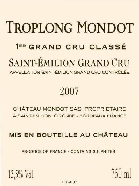 Troplong Mondot 1er Grand Cru Classé