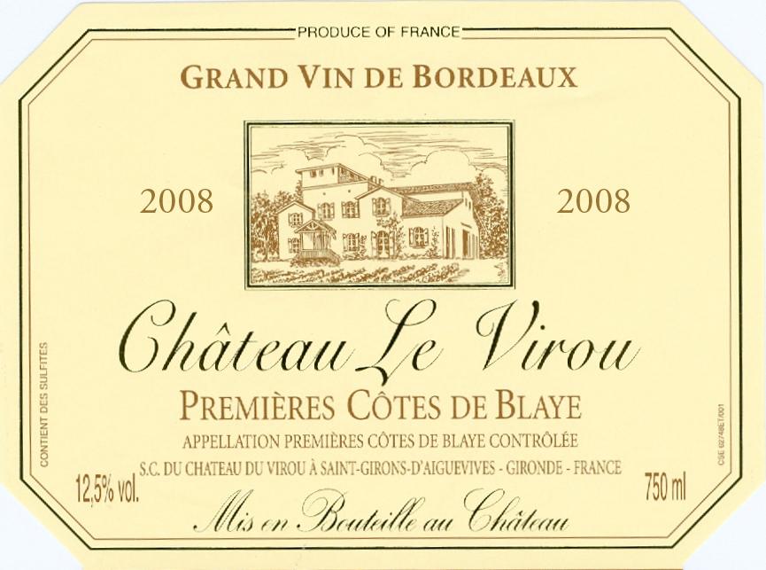 Château Le Virou Premieres Cotes De Blaye Red Wine
