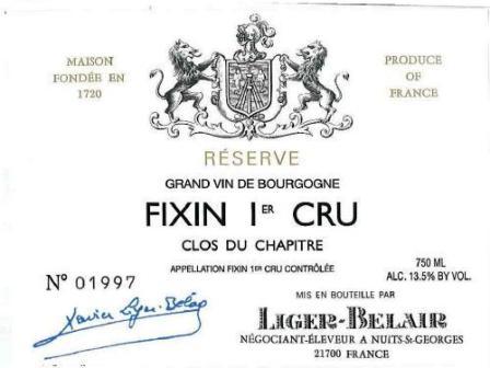 Fixin 1er Cru Clos du Chapitre
