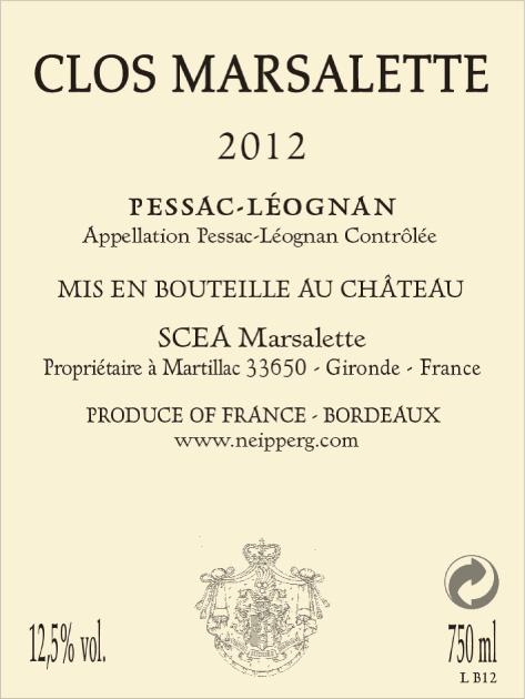 Clos Marsalette Pessac - Léognan