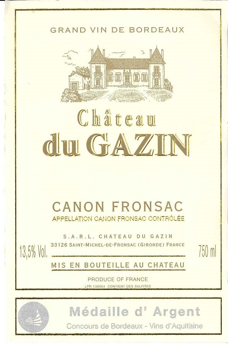 Chateau De Gazin Canon Fronsac