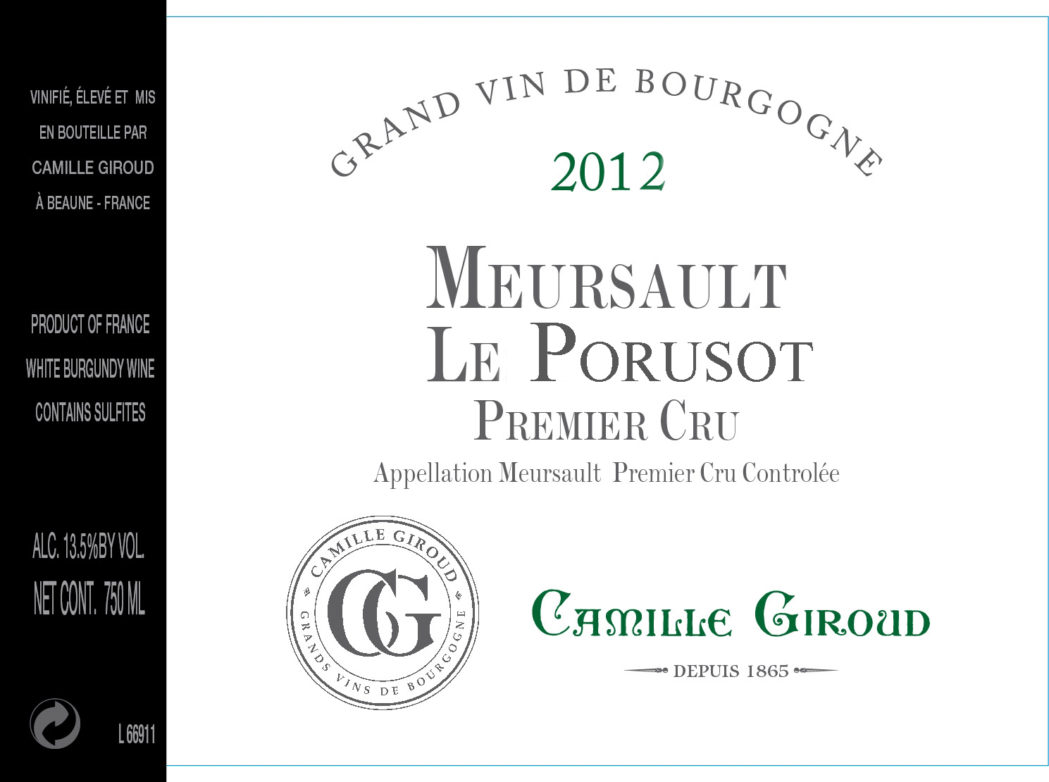 Meursault Le Porusot Premier Cru