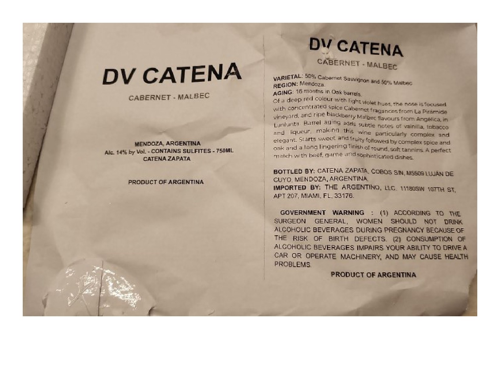 Dv Catena Cabernet - Malbec