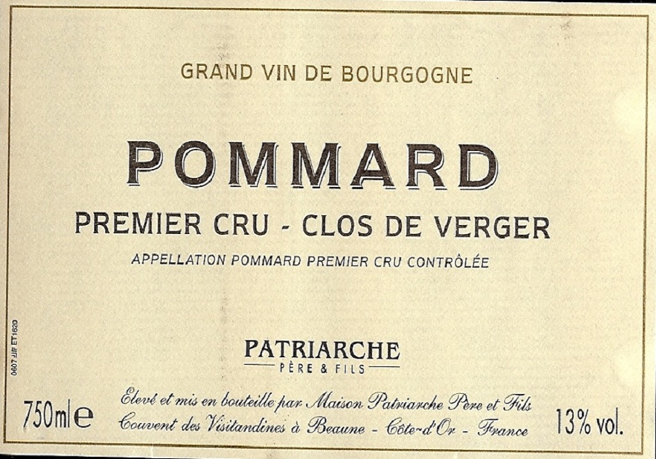 Grand Vin De Bourgogne Pommard Premier Cru Clos De Verger