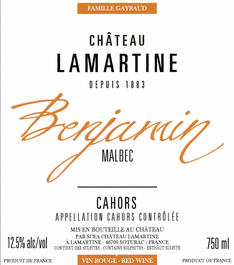 Château Lamartine Benjamin Cahors