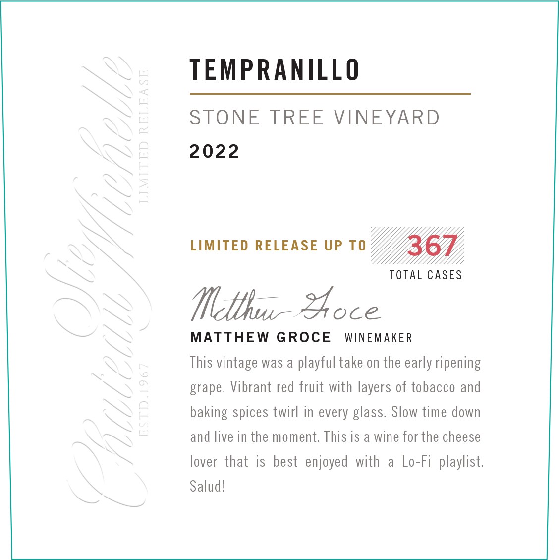 Tempranillo Wahluke Slope Stone Tree Vineyard