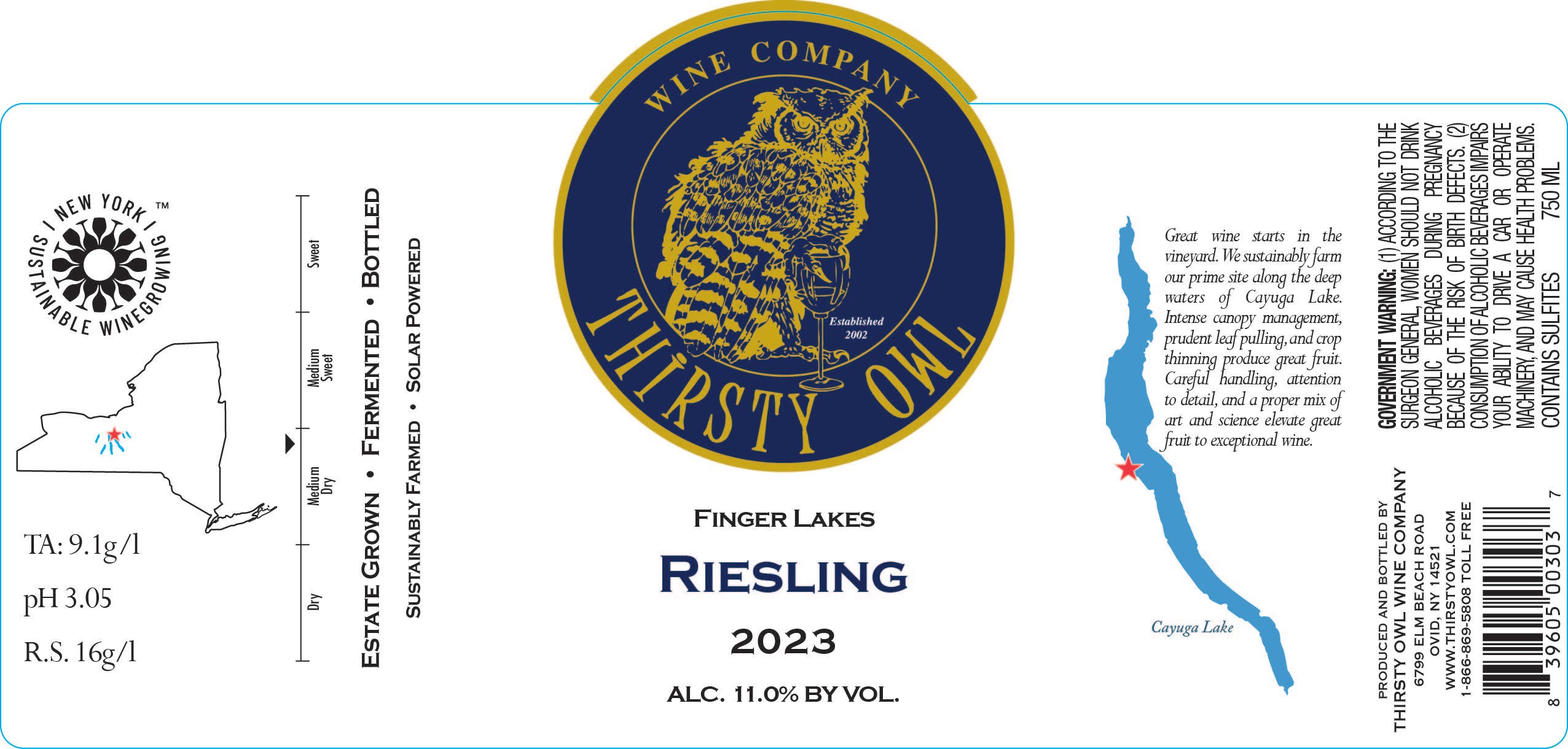 Thirsty Owl Finger Lakes Riesling