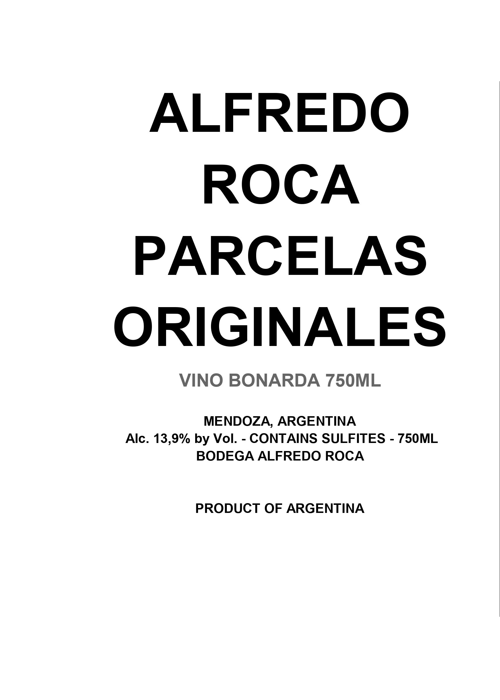 Parcelas Originales Vino Bonarda