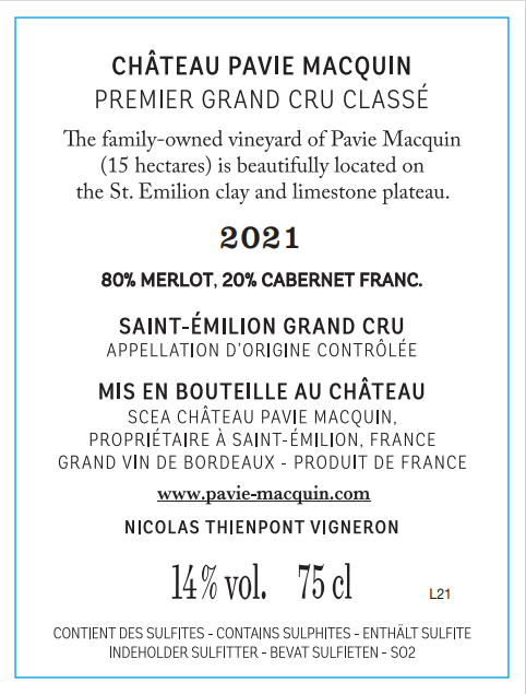 Pavie Macquin Premier Grand Cru Classé