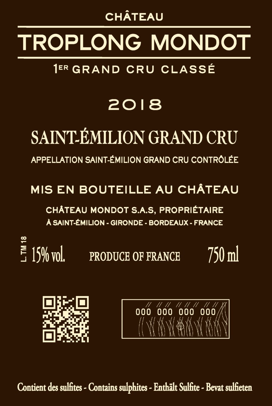 Troplong Mondot 1er Grand Cru Classé L. Tm 18