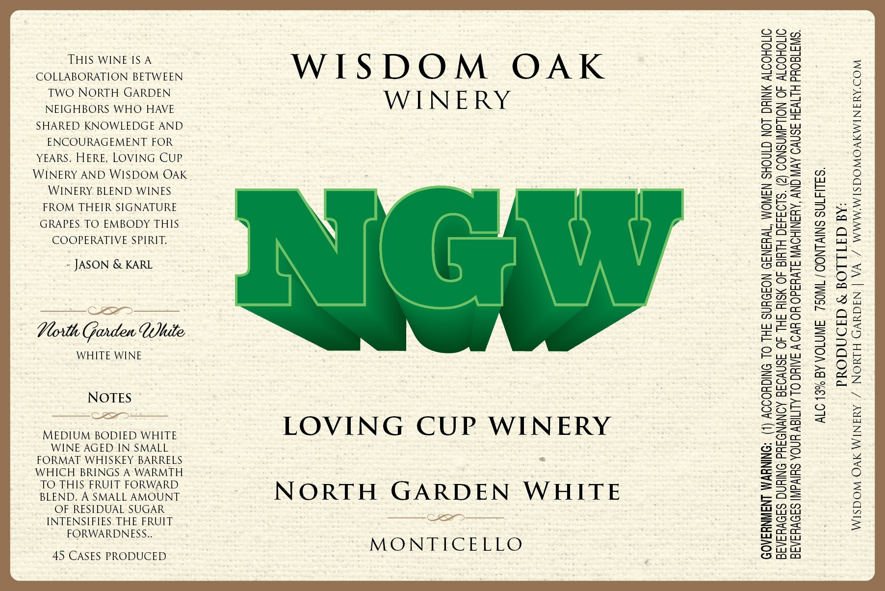 Loving Cup Winery North Garden White