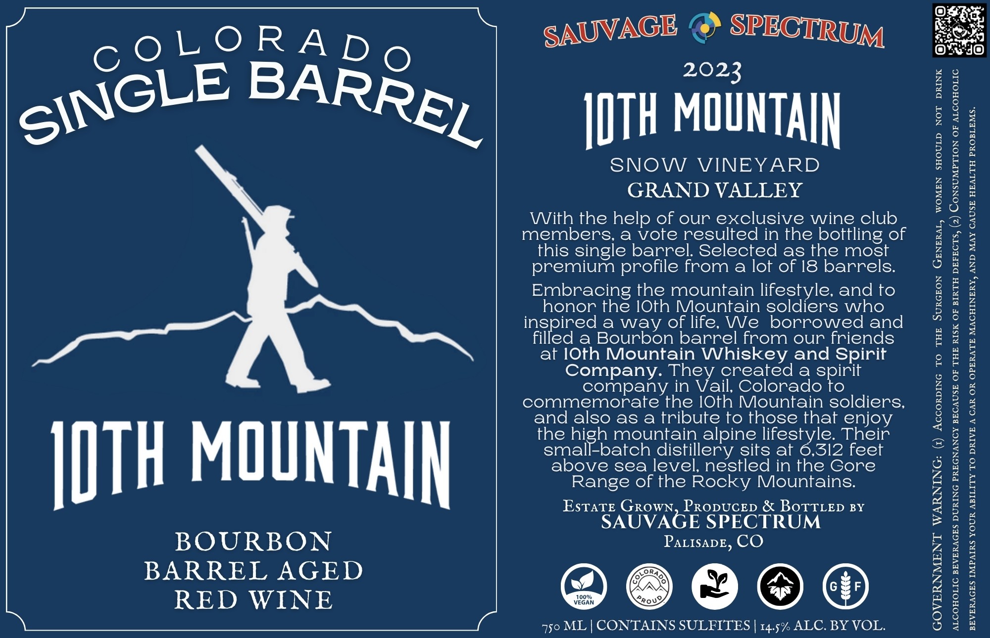 Single Barrel 10th Mountain Bourbon Barrel Aged Red Wine