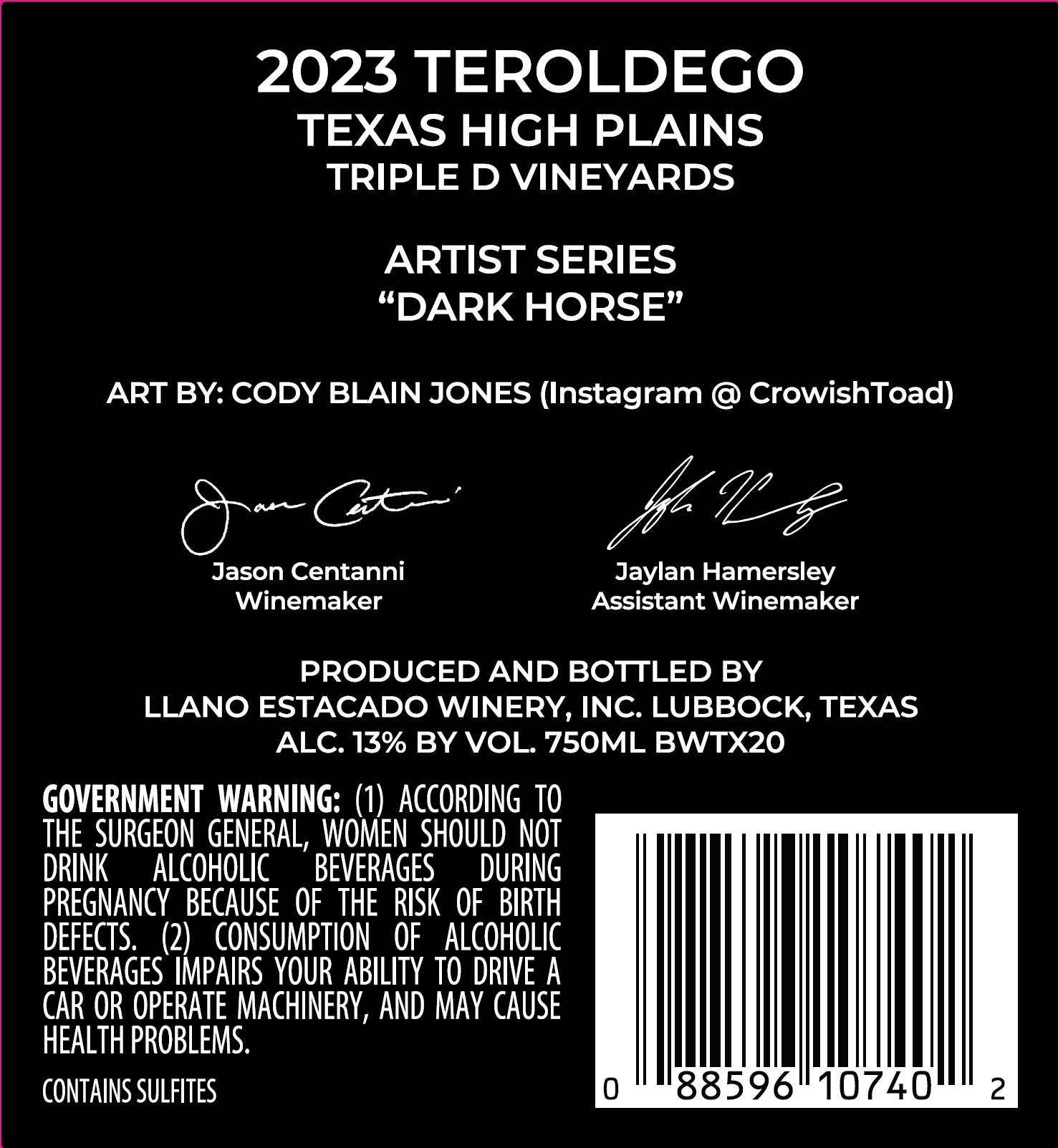 Texas High Plains Triple D Vineyards Artist Series