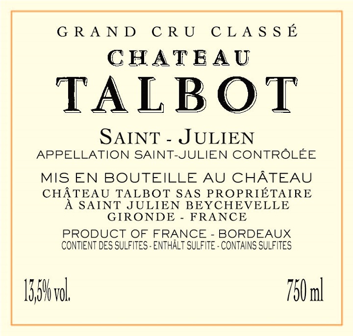 Mis En Bouteille Château Talbot À Saint Saint - Julien Grand Cru Classé