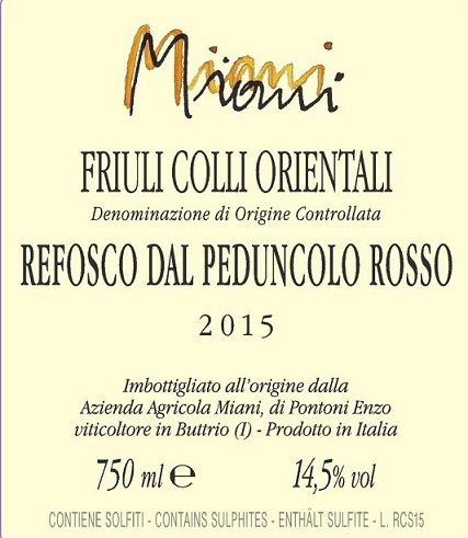 Friuli Colli Orientali Refosco Dal Peduncolo Rosso