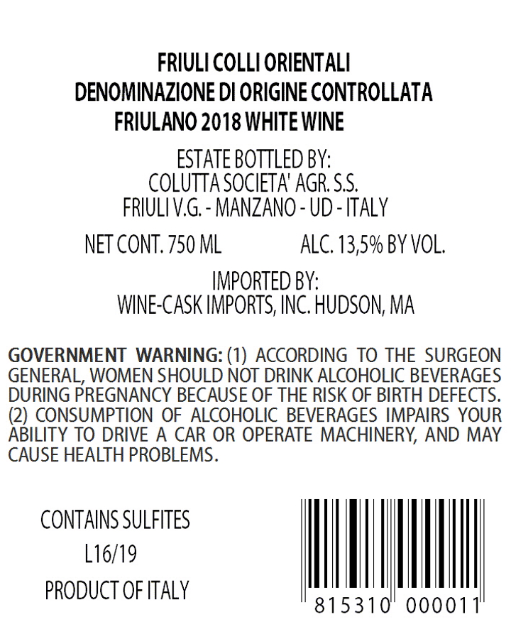 Friulano White Wine