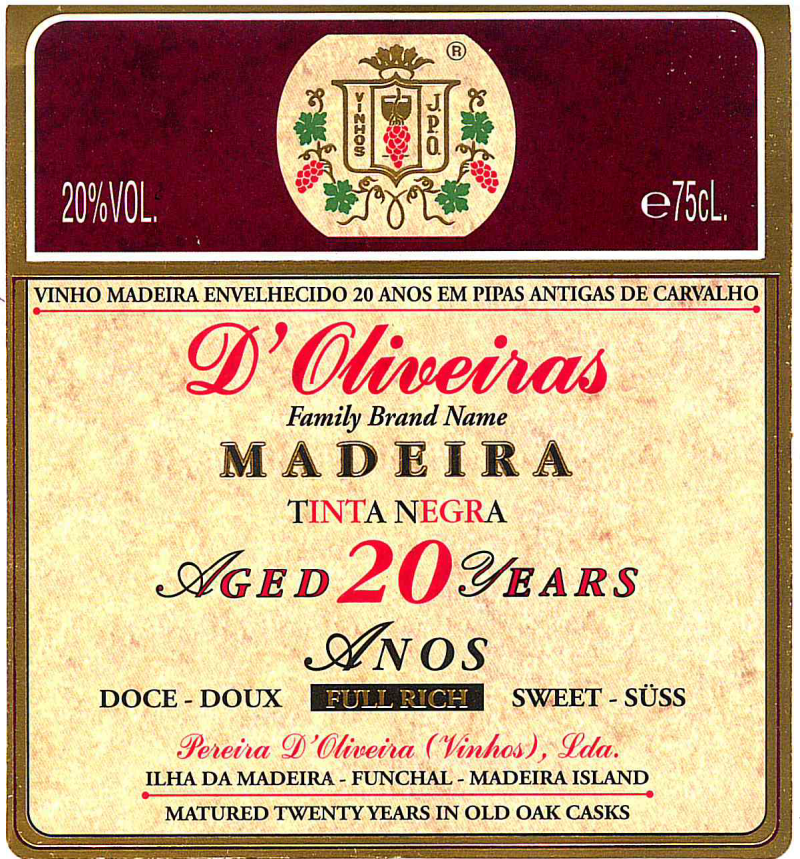Vinho Madeira Envelhecido 20 Anos