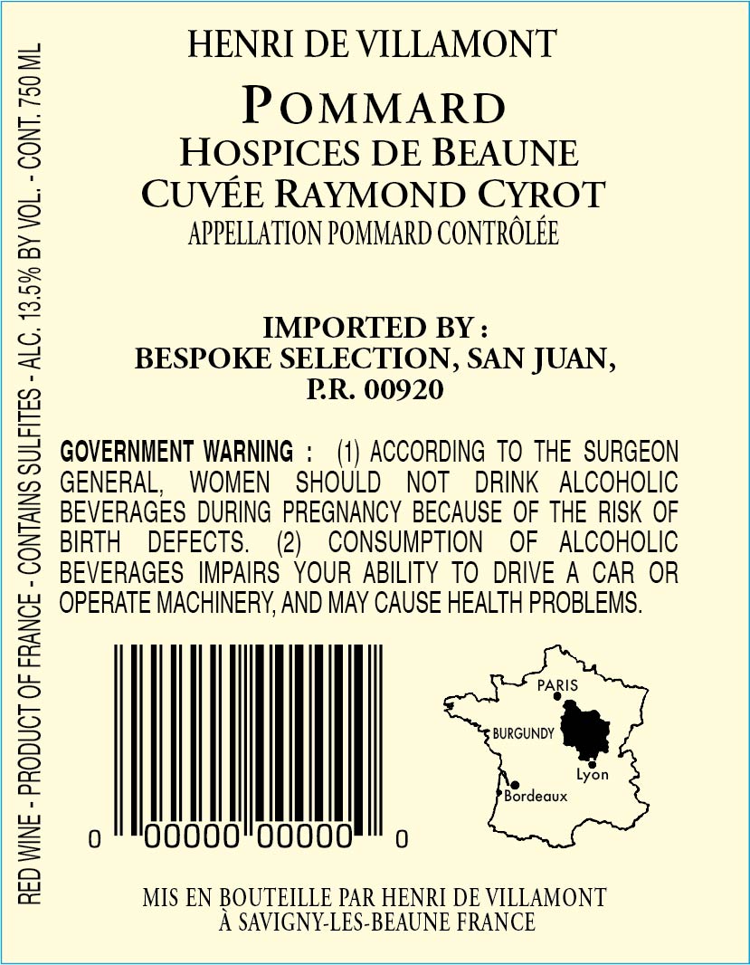 Pommard Hospices De Beaune Cuvée Raymond Cyrot