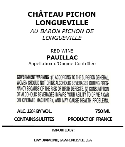 Au Baron De Pichon Longueville