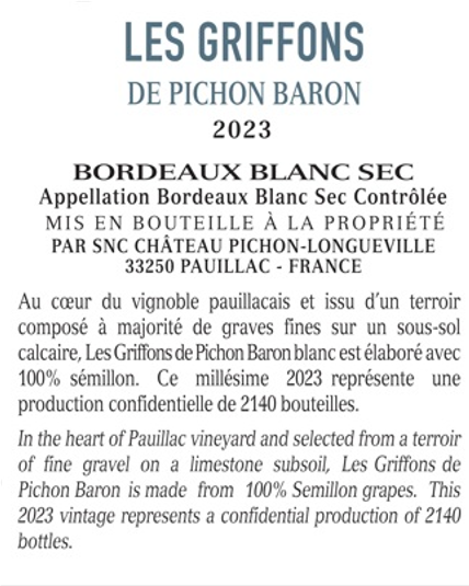 Les Griffons De Pichon Baron Blanc