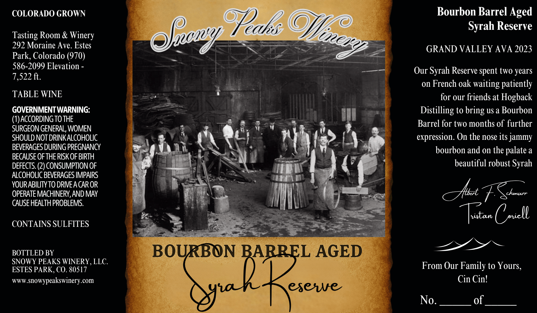Bourbon Barrel Aged Syrah Reserve