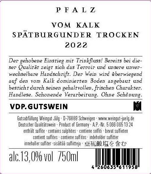 Vom Kalk Spätburgunder Trocken