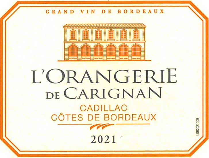 L'orangerie De Carignan Cadillac Côtes De Bordeaux
