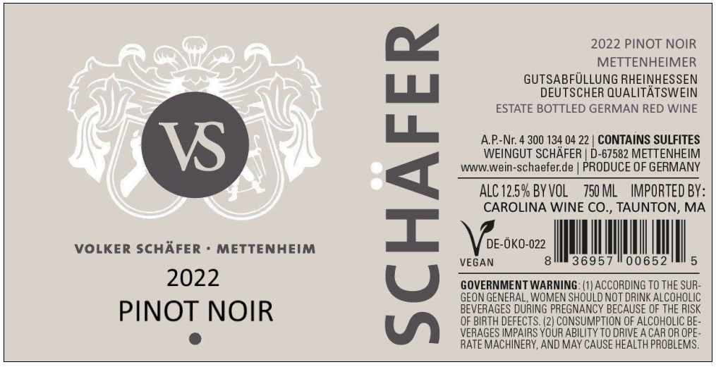 Vs Volker Schäfer Mettenheim  Pinot Noir