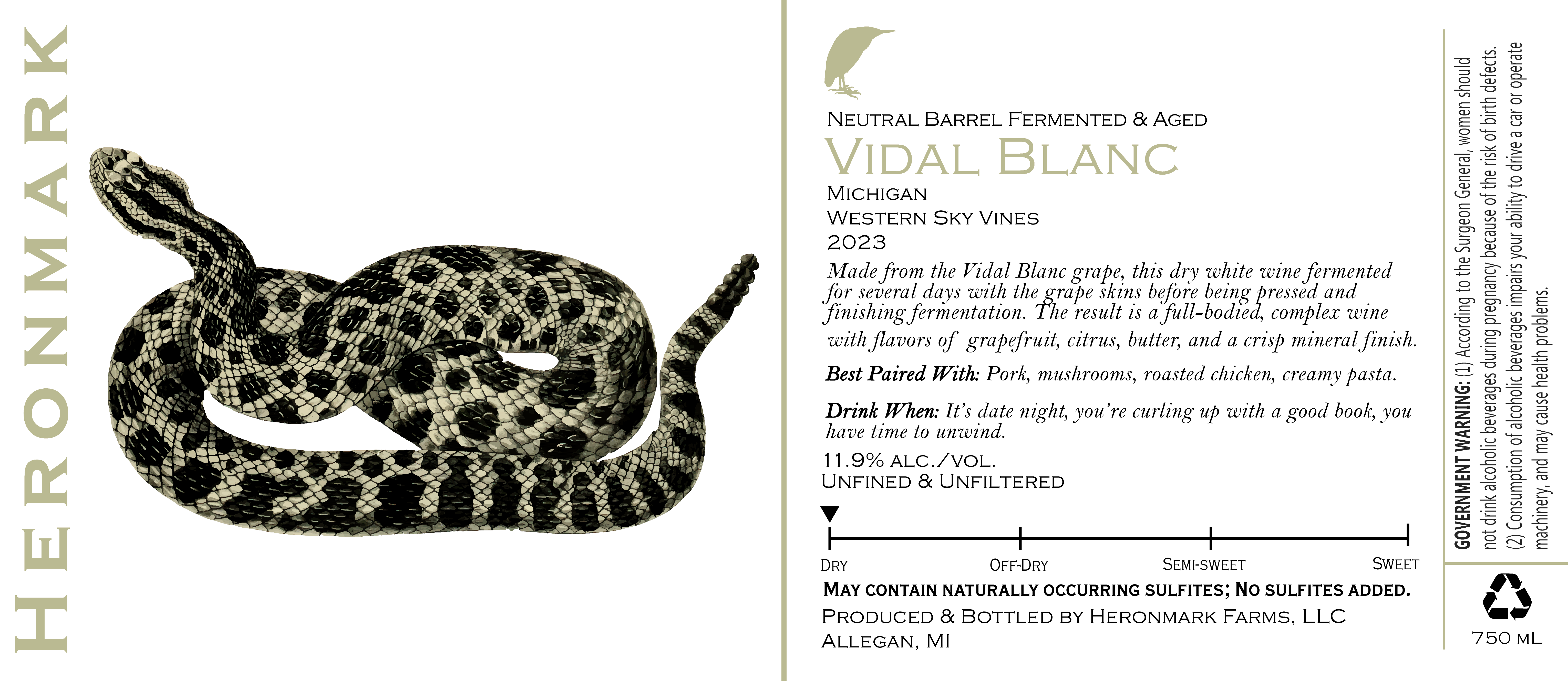 Neutral Barrel Fermented & Aged Vidal Blanc