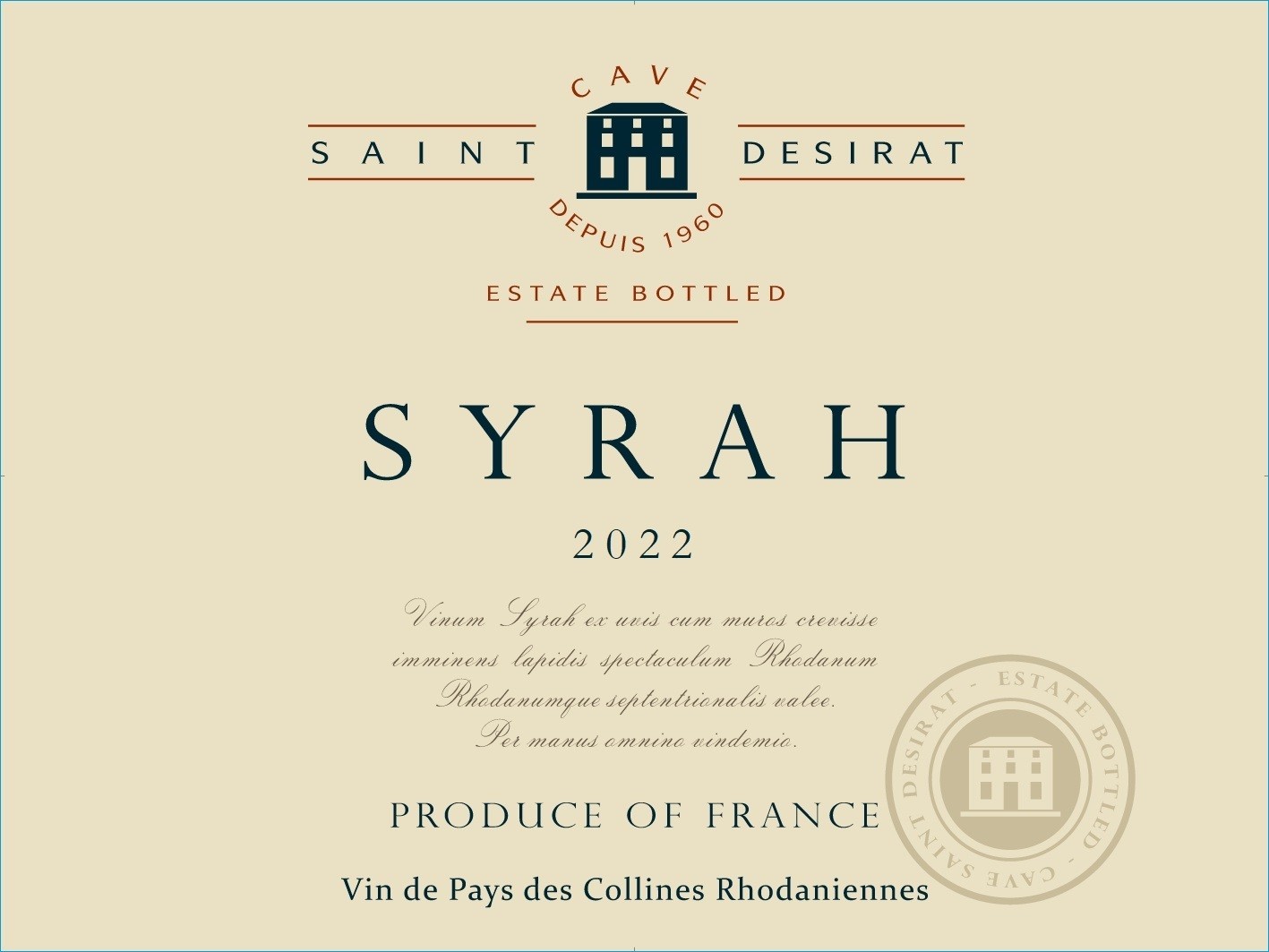 Saint Désirat Syrah Vin De Pays Des Collines Rhodaniennes
