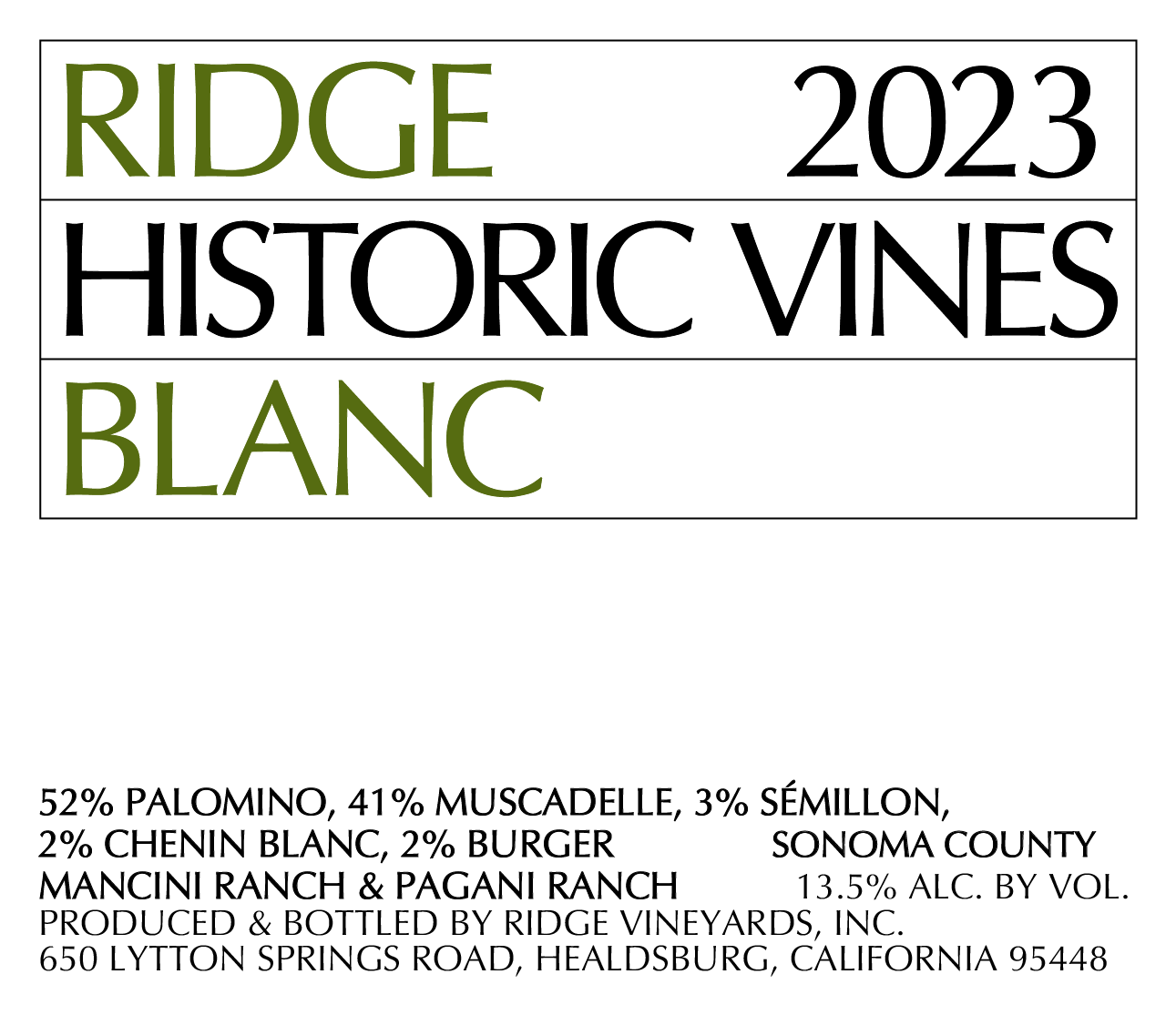 Historic Vines Blanc