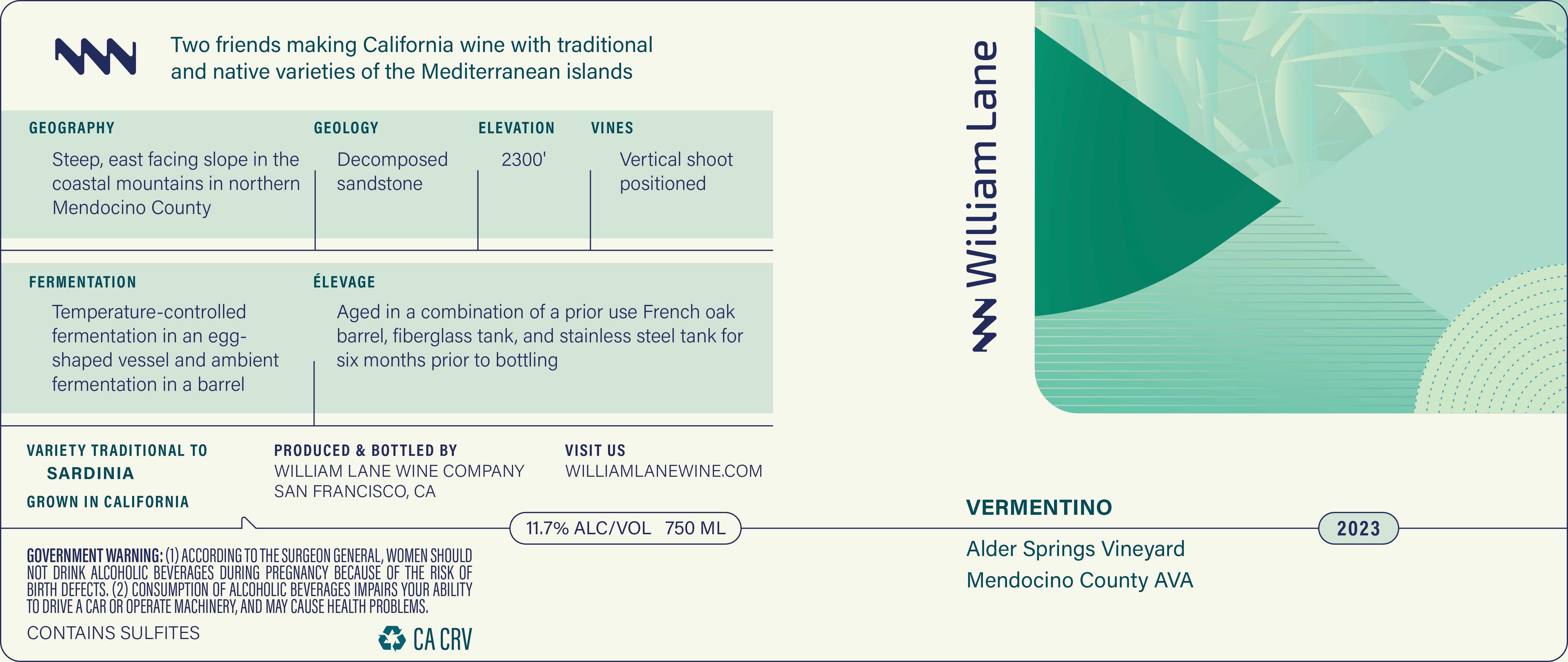 Vermentino Alder Springs Vineyard