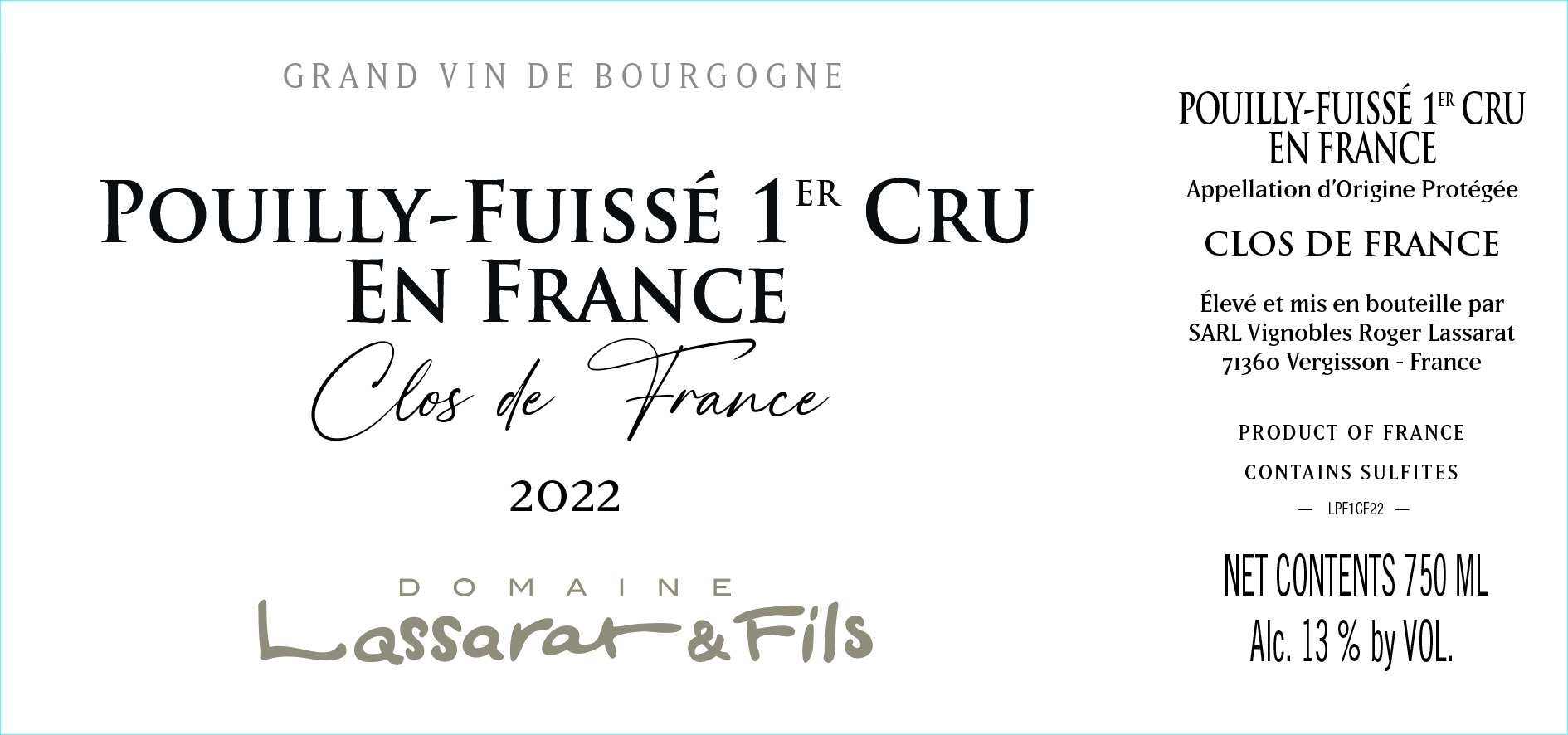 Pouilly Fuissé 1er Cru Clos De France