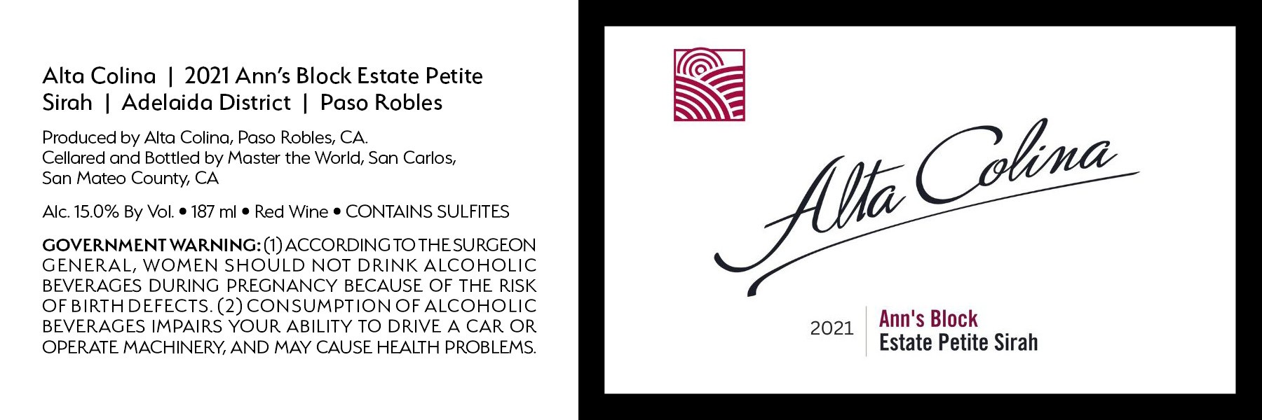 Ann's Block Estate Petite Sirah