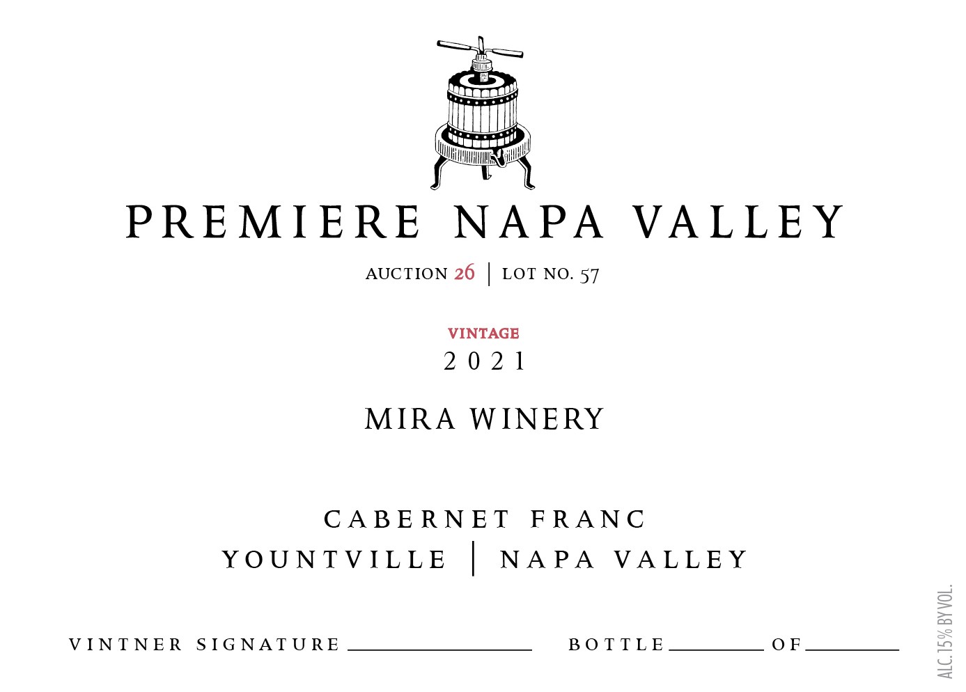 Premiere Napa Valley Auction 26 | Lot No. 57 Cabernet Franc