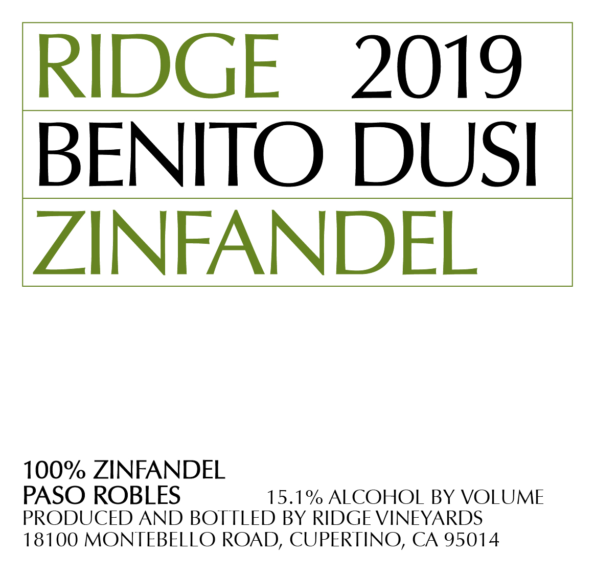Benito Dusi Zinfandel
