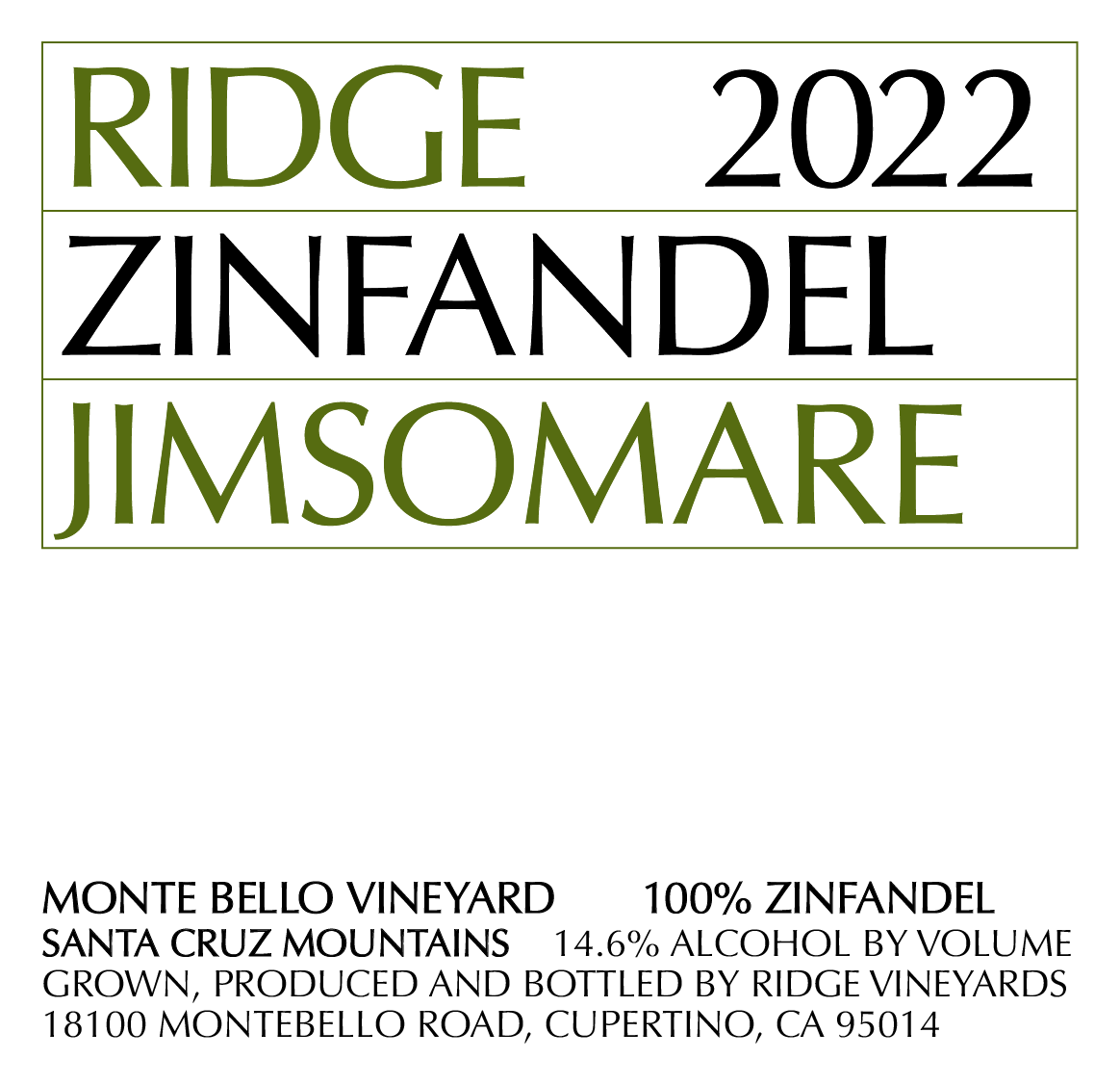 Jimsomare Ridge Monte Bello Vineyard