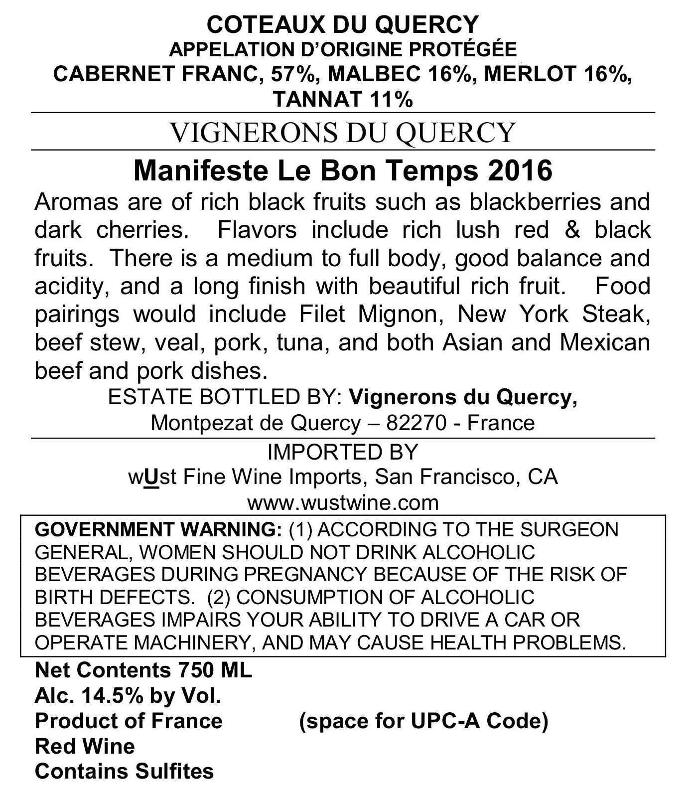 Manifeste Le Bons Temps