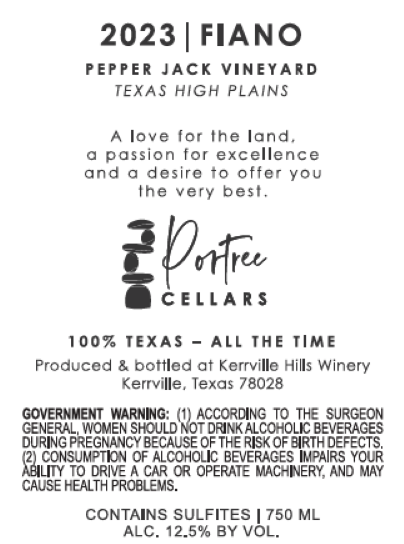 Fiano Pepper Jack Vineyard