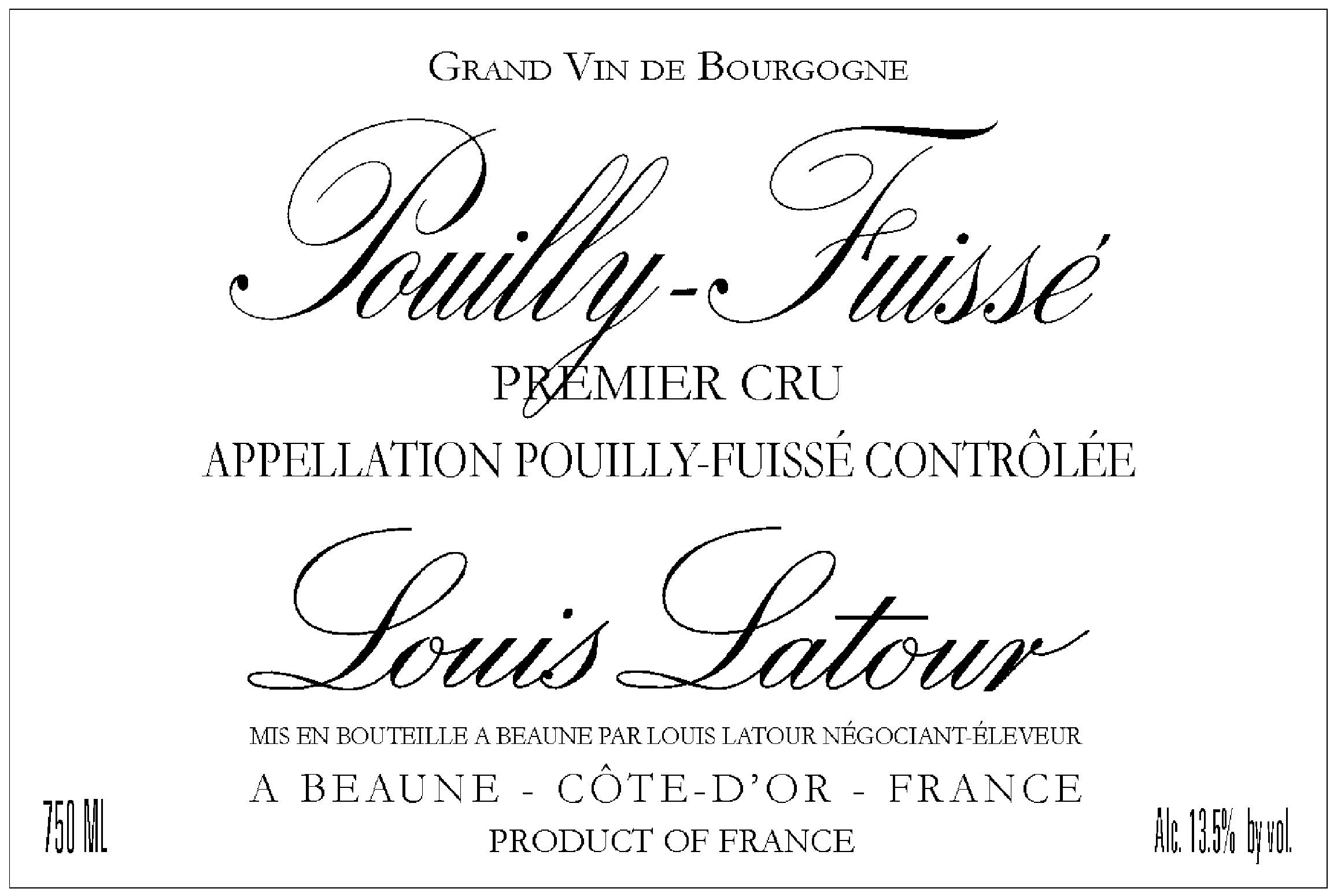 Grand Vin De Bourgogne Pouilly - Fuisse Premier Cru