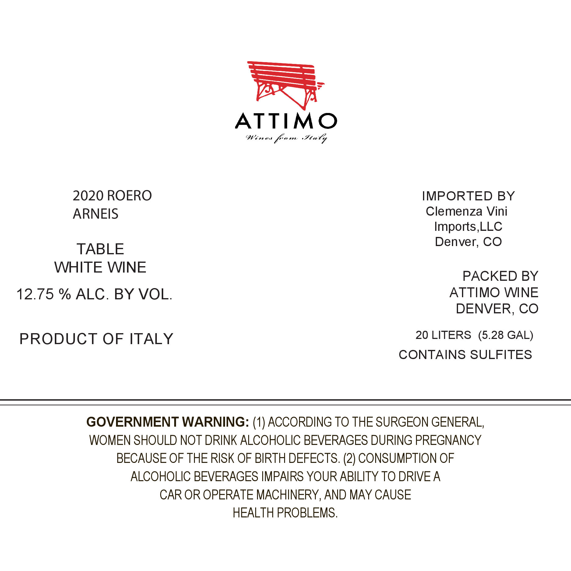 Roero Arneis Table White Wine