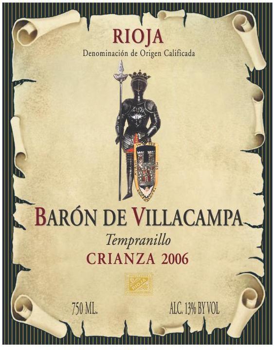Barón De Villacampa Tempranillo Crianza