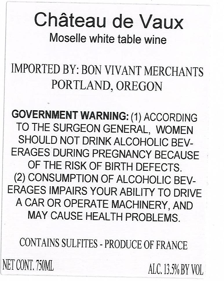 Château De Vaux Moselle White Table Wine